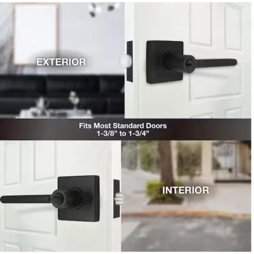Defiant Tonebridge Matte Black Keyed Entry Door Lever with Square Rose NIB